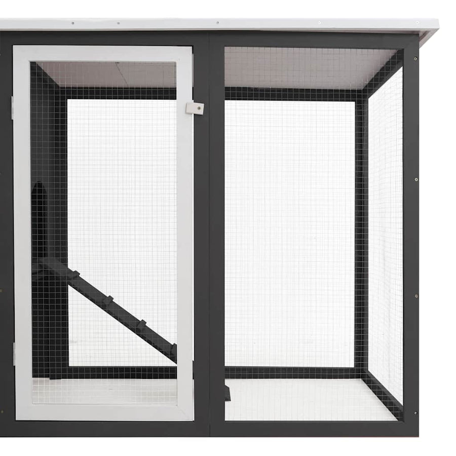 Outdoor Chicken Cage Hen House with 1 Egg Cage Grey Wood