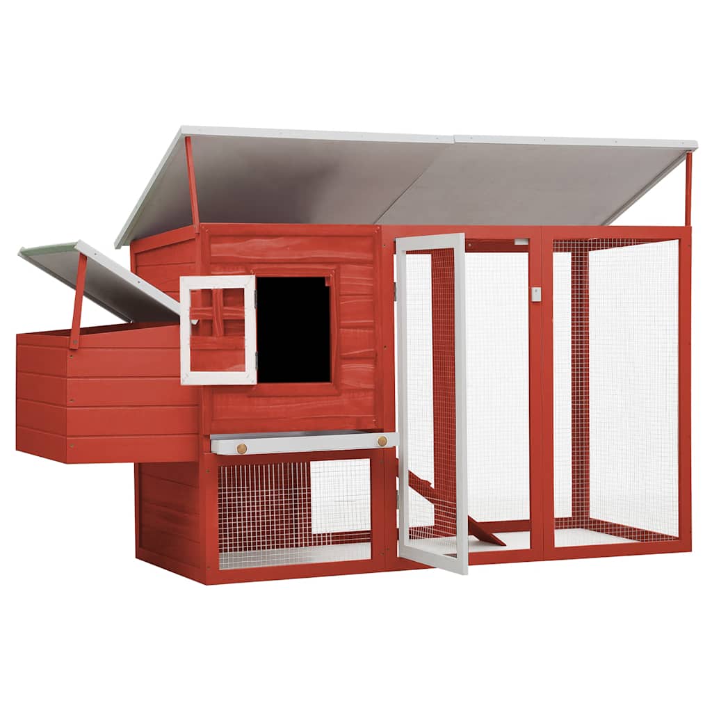 Outdoor Chicken Cage Hen House with 1 Egg Cage Red Wood