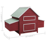 Chicken Coop Red 157x97x110 cm Wood - Rear View