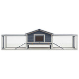 Rabbit Hutch Grey 310x70x87 cm Solid Pine & Fir Wood - Side View