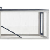 Rabbit Hutch Grey 310x70x87 cm Solid Pine & Fir Wood - Rear View