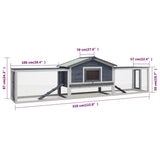 Rabbit Hutch Grey 310x70x87 cm Solid Pine & Fir Wood - Low Angle