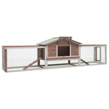 Rabbit Hutch Mocha 310x70x87 cm Solid Pine & Fir Wood - Front View