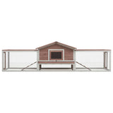 Rabbit Hutch Mocha 310x70x87 cm Solid Pine & Fir Wood - Side View