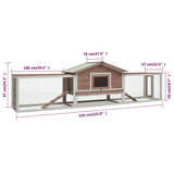Rabbit Hutch Mocha 310x70x87 cm Solid Pine & Fir Wood - Low Angle