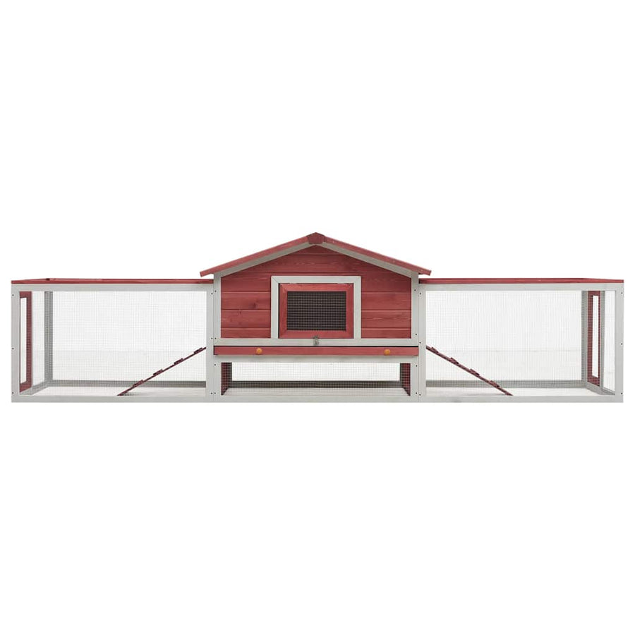 Rabbit Hutch Red 310x70x87 cm Solid Pine & Fir Wood