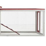 Rabbit Hutch Red 310x70x87 cm Solid Pine & Fir Wood - Rear View