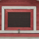 Rabbit Hutch Red 310x70x87 cm Solid Pine & Fir Wood - Close-Up Angle