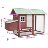 Chicken Cage Mocha 170x81x110 cm Solid Pine & Fir Wood - Extra Image