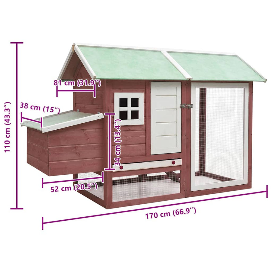 Chicken Cage Mocha 170x81x110 cm Solid Pine & Fir Wood