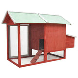 Chicken Cage Red 170x81x110 cm Solid Pine & Fir Wood - Top-Down View