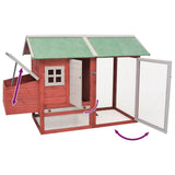 Chicken Cage Red 170x81x110 cm Solid Pine & Fir Wood - 45-Degree Angle