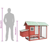 Chicken Cage Red 170x81x110 cm Solid Pine & Fir Wood - Extra Image