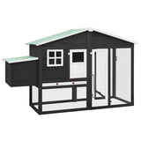 Chicken Coop with Nest Box Grey and White Solid Fir Wood