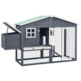Chicken Coop With Nest Box Grey And White Solid Fir Wood