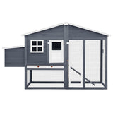Chicken Coop With Nest Box Grey And White Solid Fir Wood - Side View