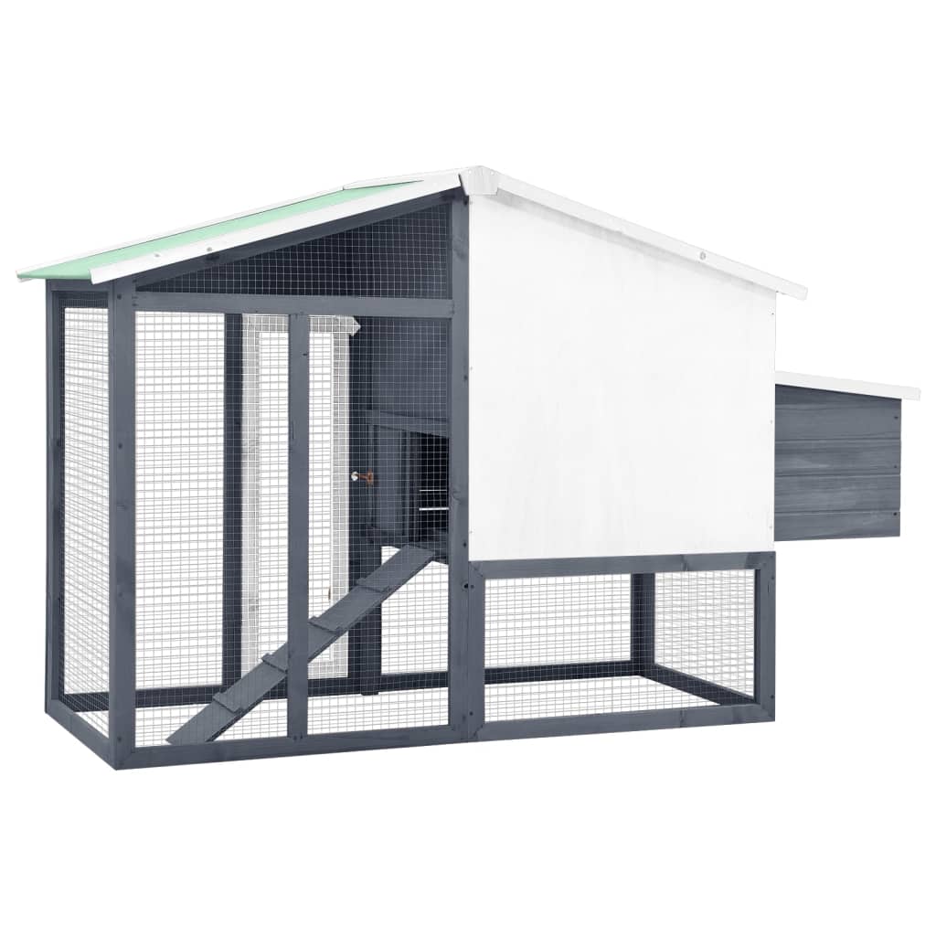 Chicken Coop With Nest Box Grey And White Solid Fir Wood