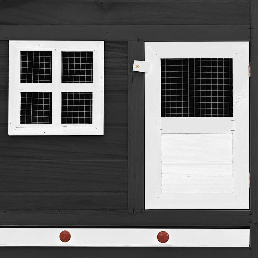 Chicken Coop with Nest Box Grey and White Solid Fir Wood