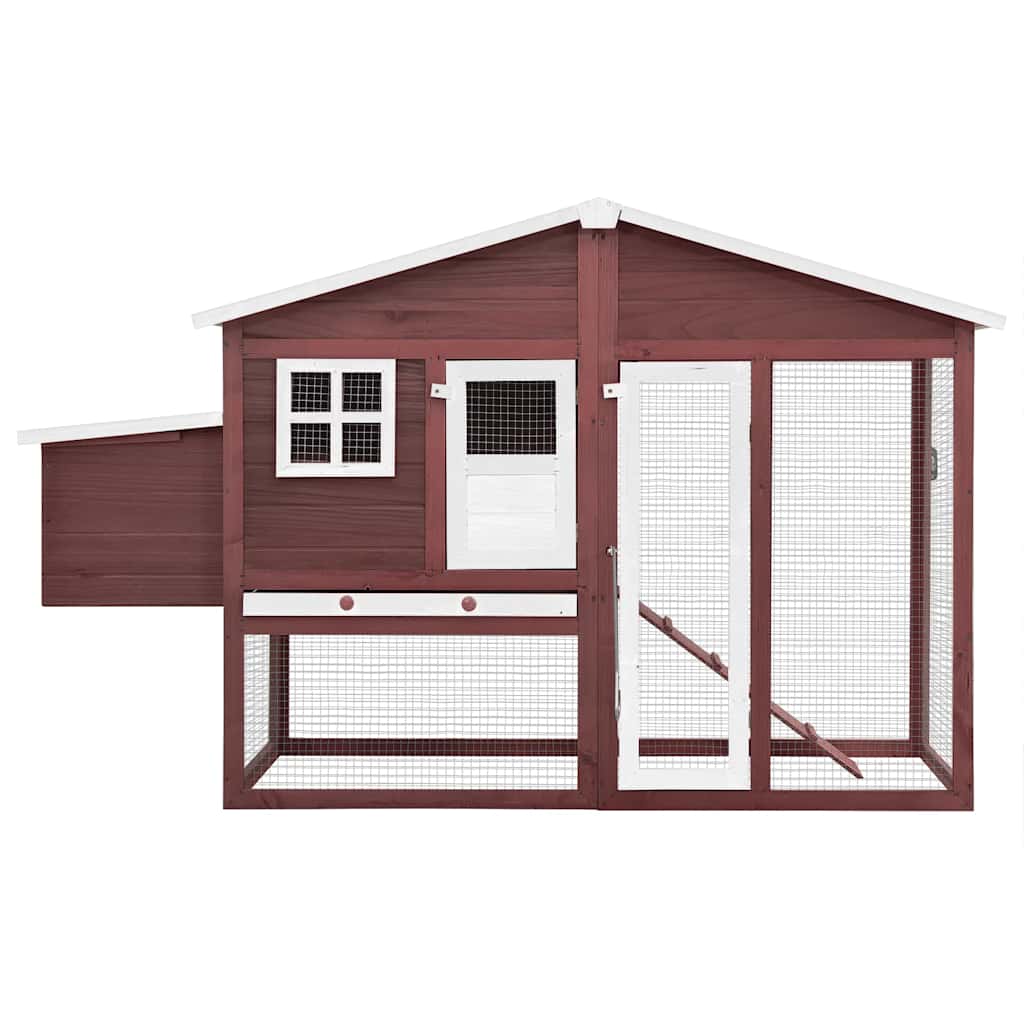 Chicken Coop with Nest Box Mocha and White Solid Fir Wood