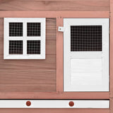 Chicken Coop With Nest Box Mocha And White Solid Fir Wood - Close-Up Angle