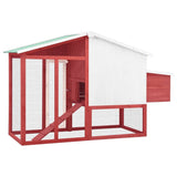Chicken Coop with Nest Box Red and White Solid Fir Wood - Top-Down View