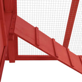 Chicken Coop with Nest Box Red and White Solid Fir Wood - Rear View