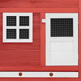 Chicken Coop with Nest Box Red and White Solid Fir Wood - Close-Up Angle