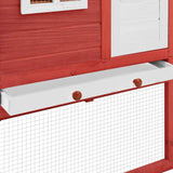 Chicken Coop with Nest Box Red and White Solid Fir Wood - Low Angle