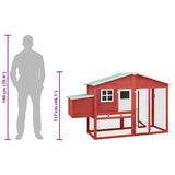 Chicken Coop with Nest Box Red and White Solid Fir Wood