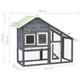Rabbit Hutch Grey and White 140x63x120 cm Solid Firwood - Extra Image