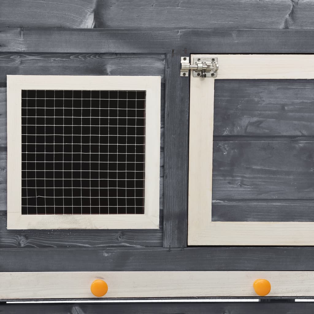 Rabbit Hutch Grey And White 140x63x120 Cm Solid Firwood