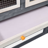 Rabbit Hutch Grey And White 140x63x120 Cm Solid Firwood