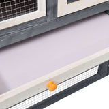 Rabbit Hutch Grey And White 140x63x120 Cm Solid Firwood - Extra Image