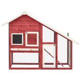 Rabbit Hutch Red And White 140x63x120 Cm Solid Firwood - Front View