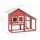 Rabbit Hutch Red and White 140x63x120 cm Solid Firwood - Extra Image