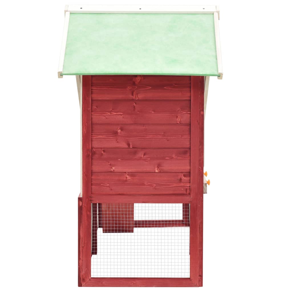 Rabbit Hutch Red And White 140x63x120 Cm Solid Firwood