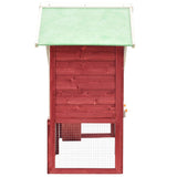 Rabbit Hutch Red And White 140x63x120 Cm Solid Firwood - Side View