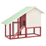 Rabbit Hutch Red And White 140x63x120 Cm Solid Firwood - Top-Down View