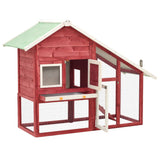 Rabbit Hutch Red and White 140x63x120 cm Solid Firwood - 45-Degree Angle