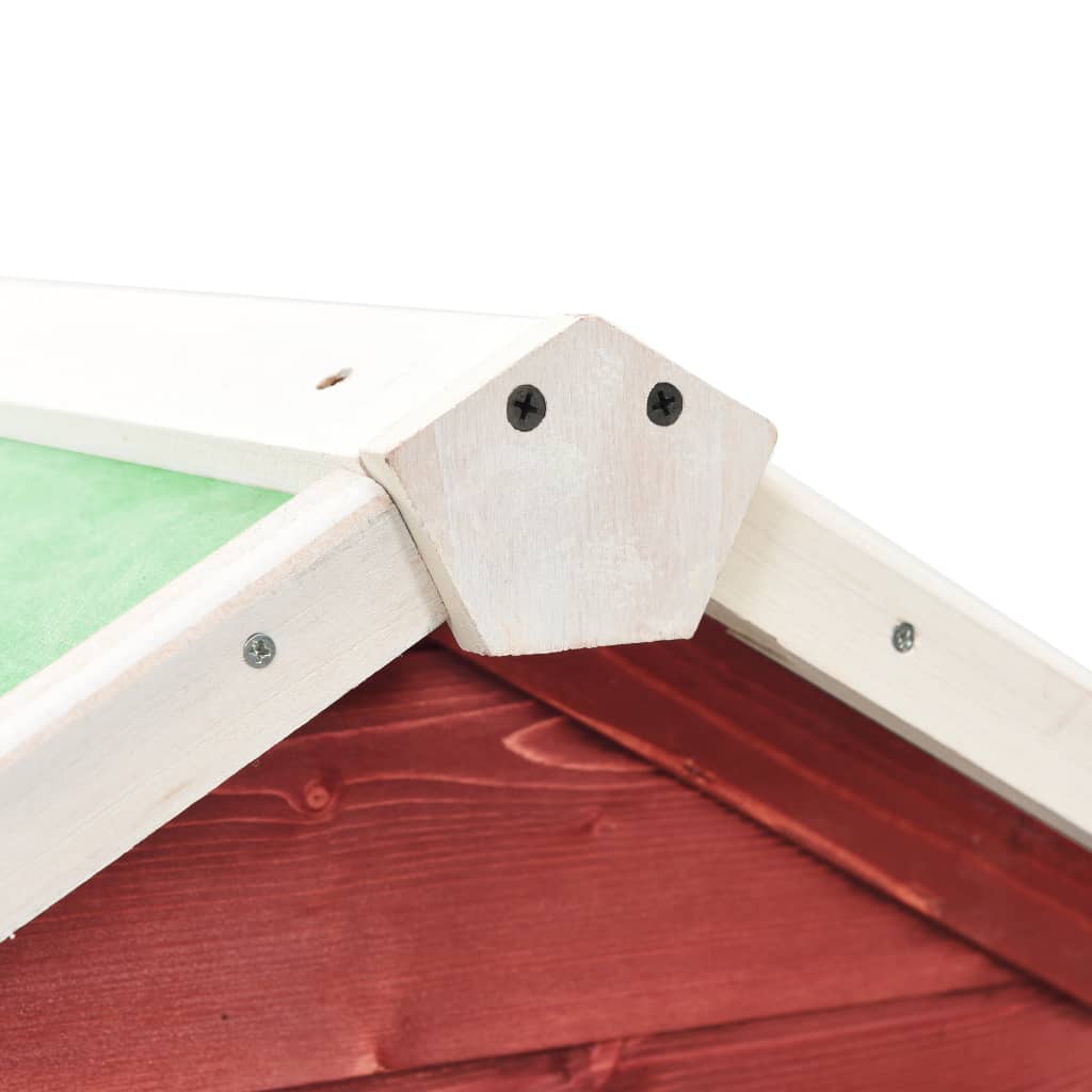 Rabbit Hutch Red And White 140x63x120 Cm Solid Firwood