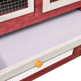 Rabbit Hutch Red And White 140x63x120 Cm Solid Firwood - Extra Image