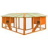 Outdoor Rabbit Hutch with Run Brown Solid Fir Wood - Top-Down View