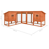 Outdoor Rabbit Hutch with Run Brown Solid Fir Wood - Extra Image