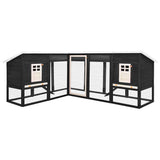 Outdoor Rabbit Hutch with Run Grey and White Solid Fir Wood