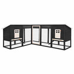 Outdoor Rabbit Hutch with Run Grey and White Solid Fir Wood