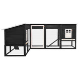 Outdoor Rabbit Hutch with Run Grey and White Solid Fir Wood