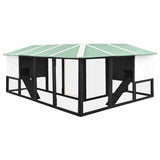Outdoor Rabbit Hutch with Run Grey and White Solid Fir Wood - Top-Down View