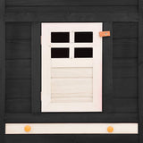 Outdoor Rabbit Hutch with Run Grey and White Solid Fir Wood - Close-Up Angle