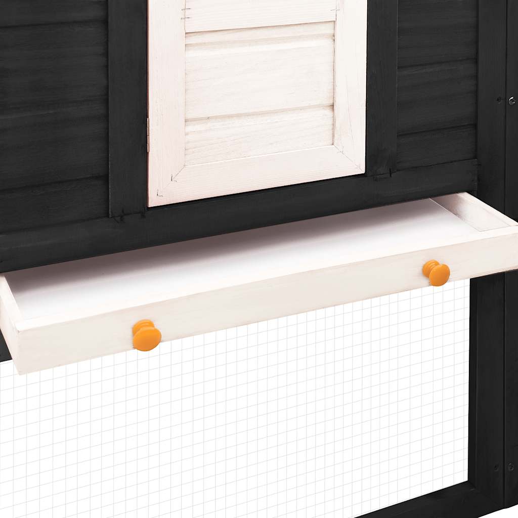 Outdoor Rabbit Hutch with Run Grey and White Solid Fir Wood