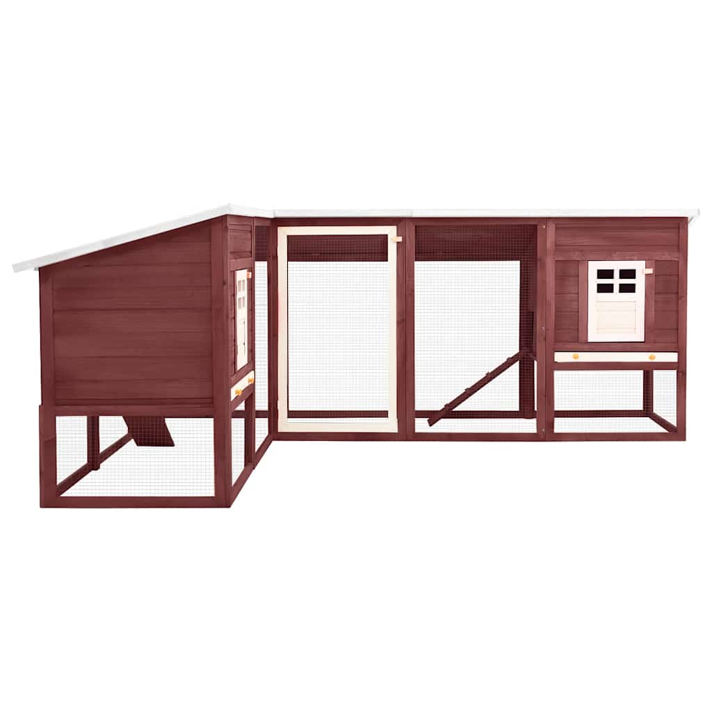 Outdoor Rabbit Hutch with Run Mocca and White Solid Fir Wood